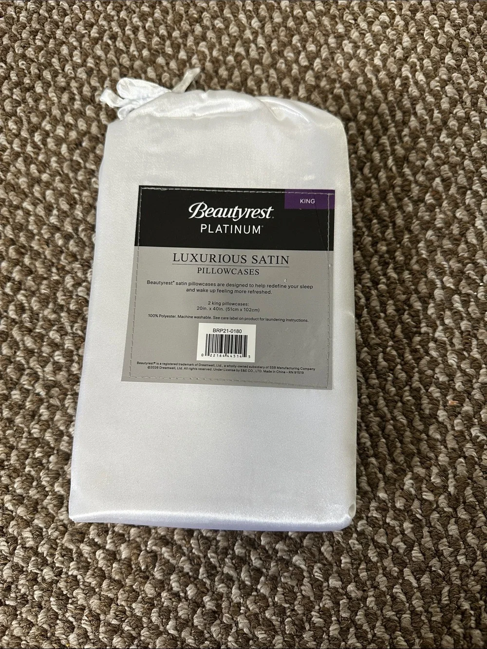 Beautyrest Platinum Luxurious Satin King Pillowcases - White (2 Pack) 054